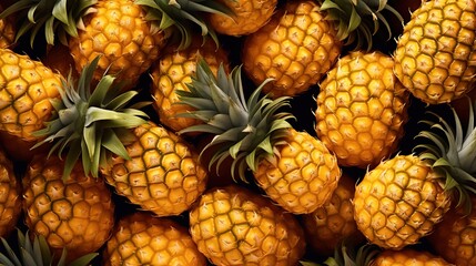 Top-view angle background of pineapple fruits.