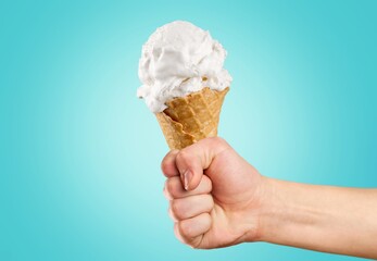 Tasty sweet cold Ice cream in cone