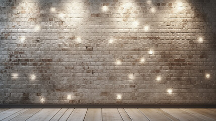 wall decorated with glowing light bulbs, background with copy space, holiday form, christmas greeting