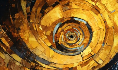 abstract background of a spiral staircase in the shape of a circle.