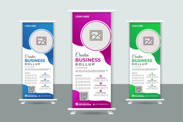 corporate business roll up banner design template.  advertisement roll up banner design .