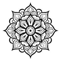 Decorative Circular Mandala vector isolated on a white background, abstract outline floral mandala