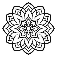 Decorative Circular Mandala vector isolated on a white background, abstract outline floral mandala