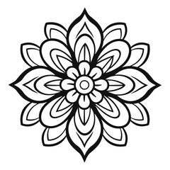 Doodle Flower Mandala vector isolated on a white background, abstract outline mandala icon