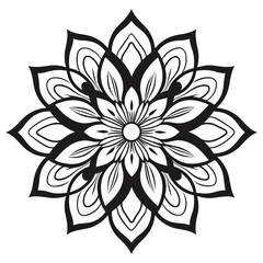 Doodle Flower Mandala vector isolated on a white background, abstract outline mandala icon