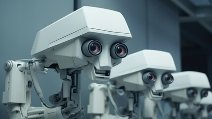 cute robot cctv background wallpaper AI generated image