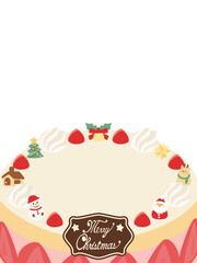 クリスマスケーキのフレーム2　縦　白背景