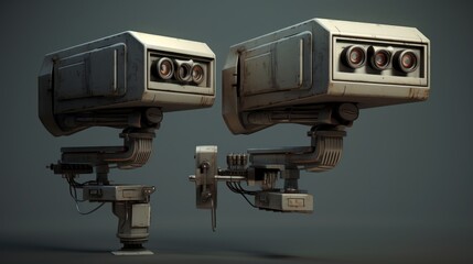 cute robot cctv background wallpaper AI generated image