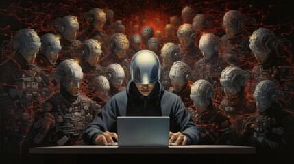 human hacker expert background wallpaper AI generated image - obrazy, fototapety, plakaty