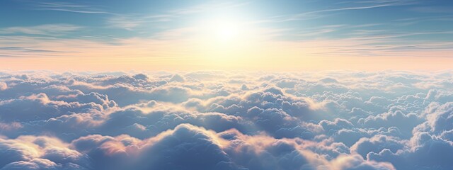 a view of the sky from a plane window of clouds - obrazy, fototapety, plakaty
