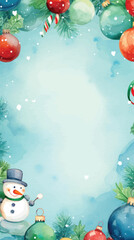 Watercolor Painting of a Winter Landscape with a Cabin in the Woods