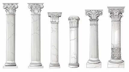 Deurstickers ancient marble columns set collection of isolated architectural elements on a white background © kichigin19