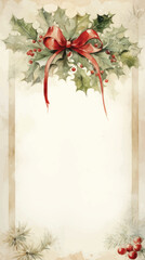  Christmas Card with a Red Bow and Bells