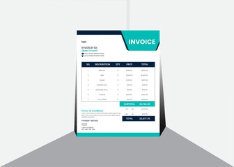 Corporate and creative invoice design, with mockup.