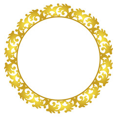 Gold round border frame vector 