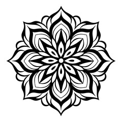 Monochrome ethnic Mandala vector isolated on a white background, abstract outline floral mandala