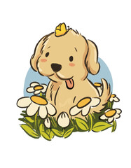 Fototapeta premium dog and flowers