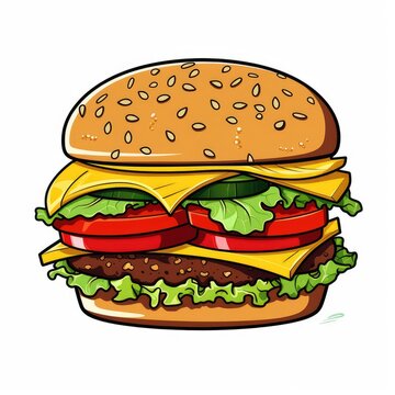 Burger icon illustration, AI generated Image