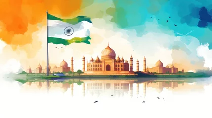 Fotobehang india republic day background wallpaper AI generated image © anis rohayati