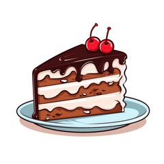Piece of cake icon illustration, AI generated Image