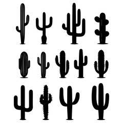 Different Type of Cactus vector silhouette illustration