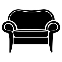 Sofa vector silhouette, black color silhouette, sofa icon vector