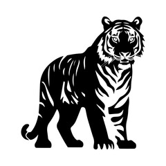 Tiger Vector silhouette illustration black color, Tiger vector illustration