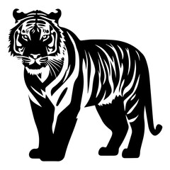 Tiger Vector silhouette illustration black color, Tiger vector illustration