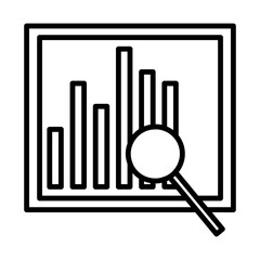 magnifying glass chart icon, research finance sign symbol in line