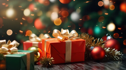 christmas decoration with candle , Christmas gift box, snow, winter, holiday, festive, celebration