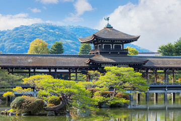Heian Jingu Garden is a garden with a variety of plants, ponds and buildings and weeping cherry...