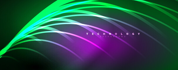 Light beams, neon lines abstract background. Vector Illustration For Wallpaper, Banner, Background, Card, Book Illustration, landing page