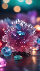 Obraz na płótnie Canvas blue and pink crystal or set of gemstones.