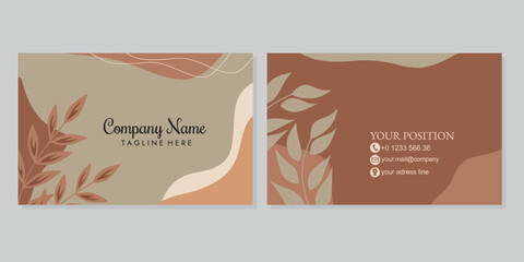 business card template with hand drawn floral pattern. landscape orientation for invite design, prestigious gift card, voucher or luxury name card