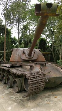 American tank wreck in Cu Chi, Vietnam.