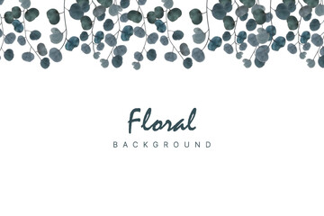 Presentation Background with tropical watercolor leaf plant on white background vector design. With copy space area.	
