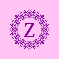 letter Z mandala elegant circular border initial vector logo design
