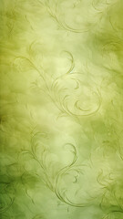 vertical background vintage green shabby canvas, with barely noticeable floral ornament, background with copy  space