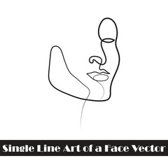 Single Line Art of a Face Vector Creative Concept: Expressive Simplicity in One Continuous Stroke 