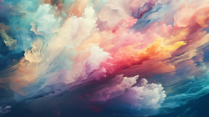 multicolored clouds of paint wet watercolor, abstract background spectrum mixing colors creativity idea concept