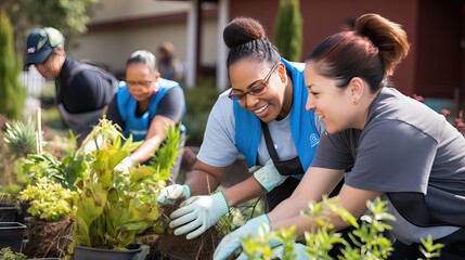 A corporate event focused on carrying out corporate social responsibility activities or volunteering related to environmental care and the recycling of raw materials, Generative AI.
