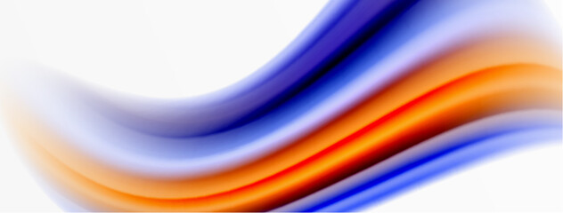 Rainbow color silk blurred wavy line background on white, luxuriously vibrant visually captivating backdrop. Stunning blend of colors reminiscent of rainbow, silky and gracefully blurred wavy pattern