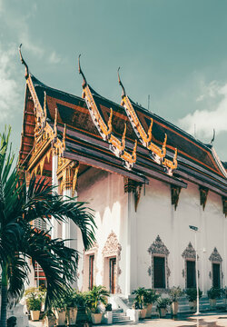 Bangkok, Thailand - 25 October 2023: Wat Pathum Khongkha Ratchaworawihan Buddhist temple in the Chinatown 