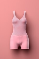 waterpolo feminine pink swimsuit on minimal background, mockup design - obrazy, fototapety, plakaty