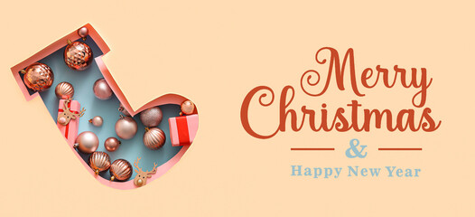 Creative greeting banner for Christmas and New Year