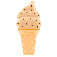 Cookie Chocolate Chip Soft Ice Cream Cone Cartoon illustration Cookie Chocolate Chip Ice Cream Sticker
