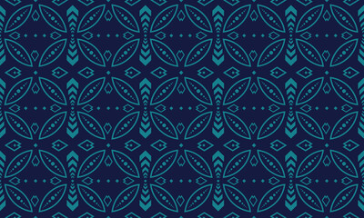 Fototapeta premium modern indonesian batik design on floral pattern with blue color