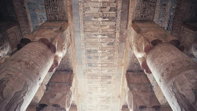 Painted ceilings in the Temple of Dendera, Egypt