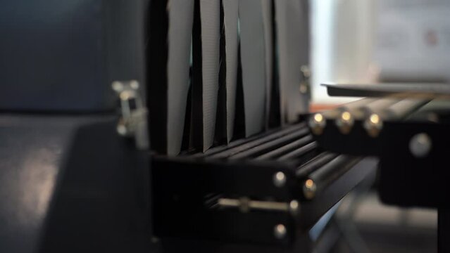 Close up of empty introscope belt for baggage check. Media. Airport security checkpoint analysis concept.