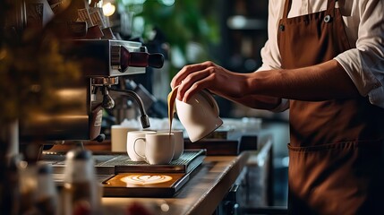 A barista creating the most beautiful and delicious coffees in the city, Generative AI.